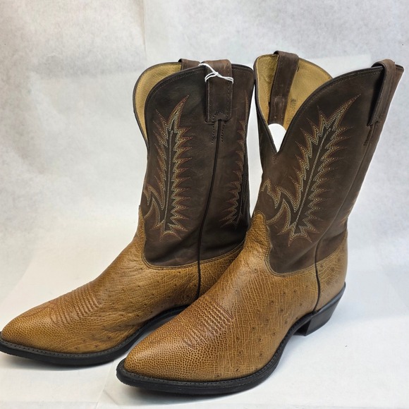 Nocona Boots Other - Nocona Western Cowboy Boots Mens 11 EEE Brown Tan, Ostrich Exotic Leather